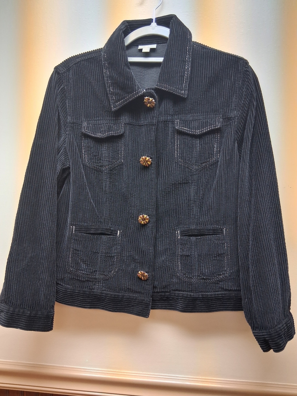 J Jill Wide-Wale Corduroy Jacket Snap Button Closures Size MED PETITE